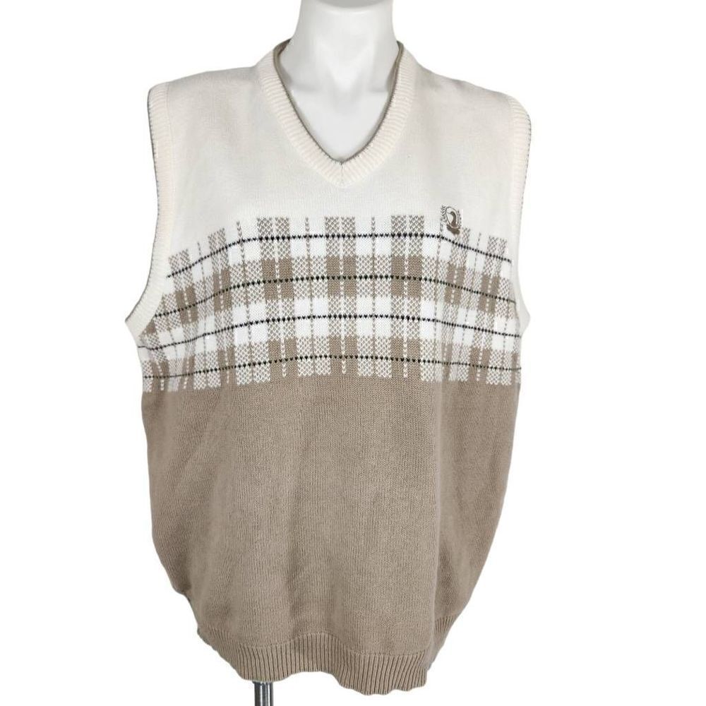 Vintage Duck brand sweater vest cream tan Size Large